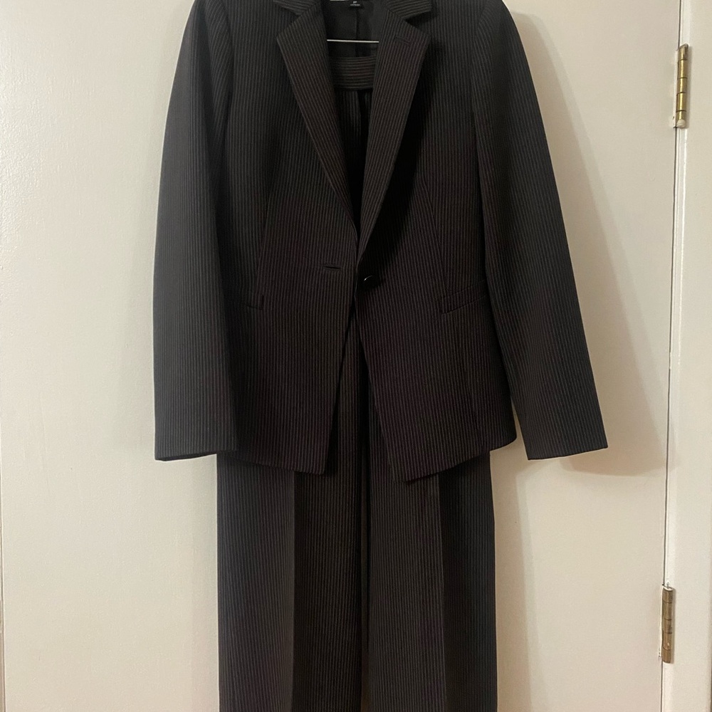 Tahari Black Pinstripe Suit